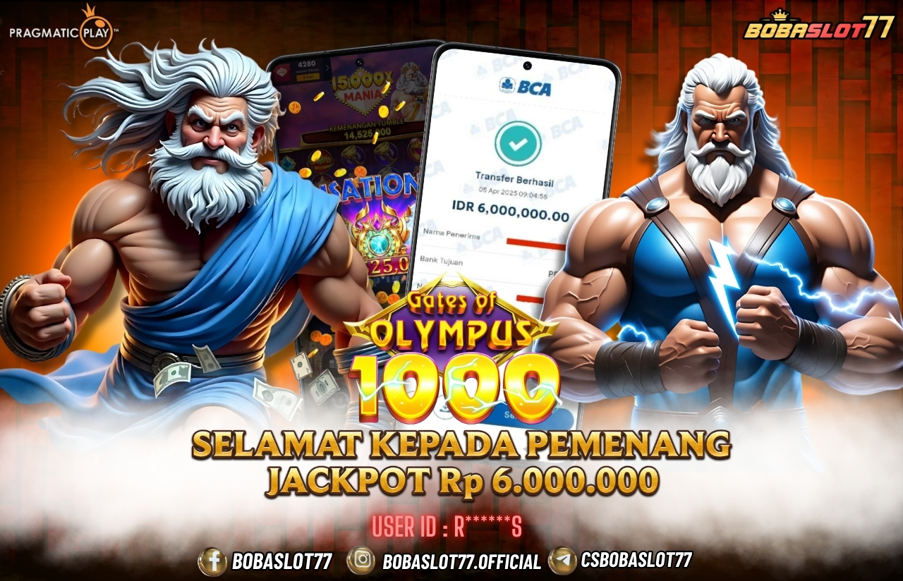 Selamat kepada user id : R*******S Wede Rp 6.000.000 di Game GATES OF OLYMPUS 1000 PRAGMATIC PLAY Cair Gk Sampe 1 Menit! Menang Mudah di Bobaslot77
