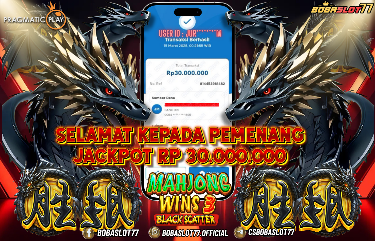 Selamat kepada id : jur*******m  Wede Rp 30.000.000 di Game MAHJONG WINS 3 PRACMATIC PLAY  Cair Gk Sampe 1 Menit! Menang Mudah di Bobaslot77