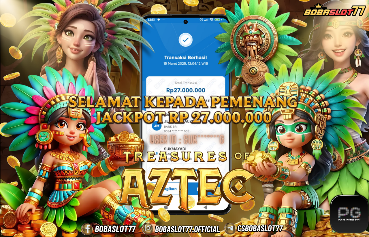 Selamat kepada id : Suk*******6  Wede Rp 27.000.000 di Game TREASURES OF AZTEC PG SOFT  Cair Gk Sampe 1 Menit! Menang Mudah di Bobaslot77