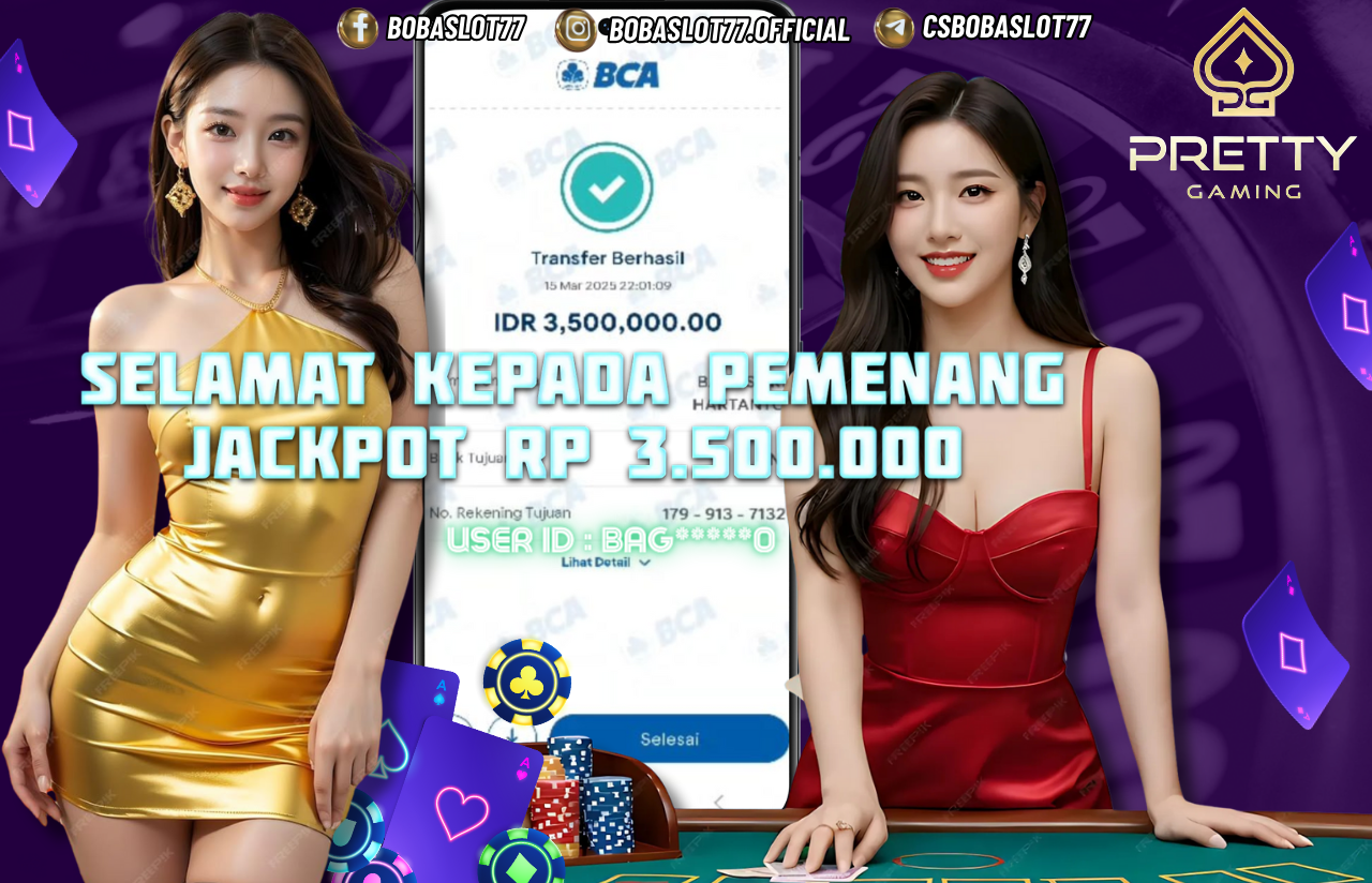 Selamat kepada id : Bag*****0 Wede Rp 3.500.000 di Game PRETTY GAMING LIVE CASINO Cair Gk Sampe 1 Menit! Menang Mudah di Bobaslot77