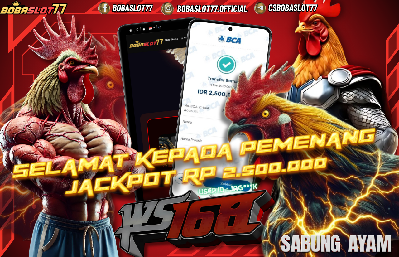 Selamat kepada id : Jag***k  Wede Rp 2.500.000 di Game WS168 SABUNG AYAM Cair Gk Sampe 1 Menit! Menang Mudah di Bobaslot77