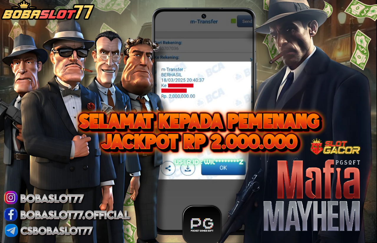 Selamat kepada id : Wil********z Wede Rp 2.000.000 di Game MAFIA MAYHEM PG SOFT Cair Gk Sampe 1 Menit! Menang Mudah di Bobaslot77