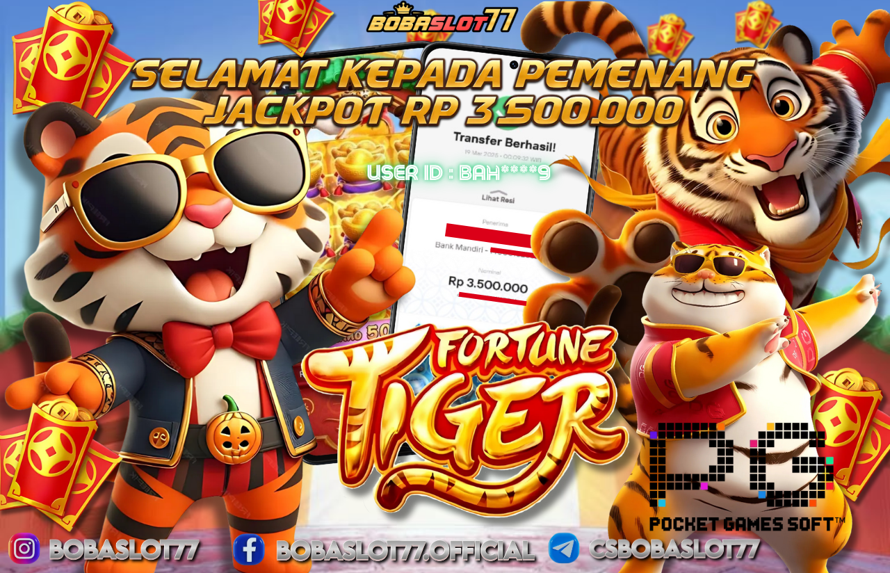 Selamat kepada id : Bah****9 Wede Rp 3.500.000 di Game FORTUNE TIGER PG SOFT Cair Gk Sampe 1 Menit! Menang Mudah di Bobaslot77