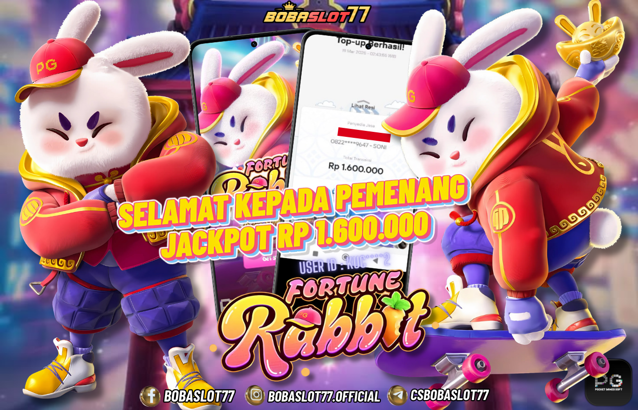 Selamat kepada id : kuc****2 Wede Rp 1.600.000 di Game FORTUNE RABBIT PG SOFT Cair Gk Sampe 1 Menit! Menang Mudah di Bobaslot77