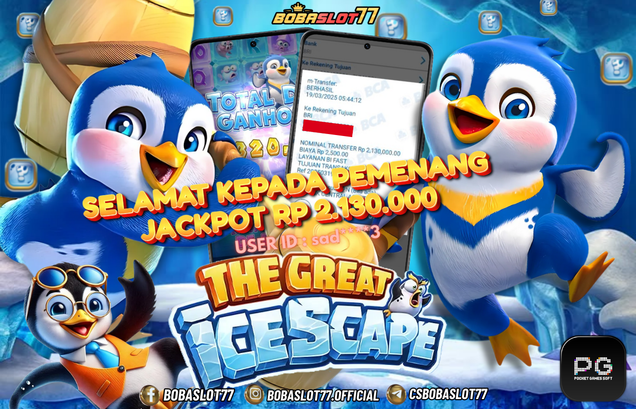 Selamat kepada id : sad****3 Wede Rp 2.130.000 di Game THE GREAT ICESCAPE PG SOFT Cair Gk Sampe 1 Menit! Menang Mudah di Bobaslot77