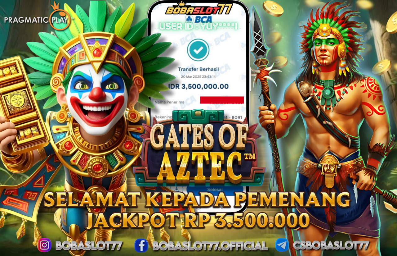 Selamat kepada id : Yuy****i Wede Rp 3.500.000 di Game GATES OF AZTEC PRAGMATYIC PLAY Cair Gk Sampe 1 Menit! Menang Mudah di Bobaslot77	