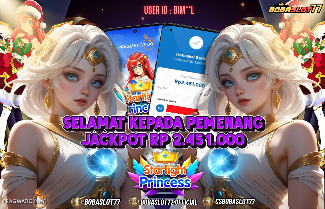 Selamat kepada id : Bim**l  Wede Rp 2.451.000 di Game STARLIGHT PRINCES PRAGMATIC PLAY Cair Gk Sampe 1 Menit! Menang Mudah di Bobaslot77	