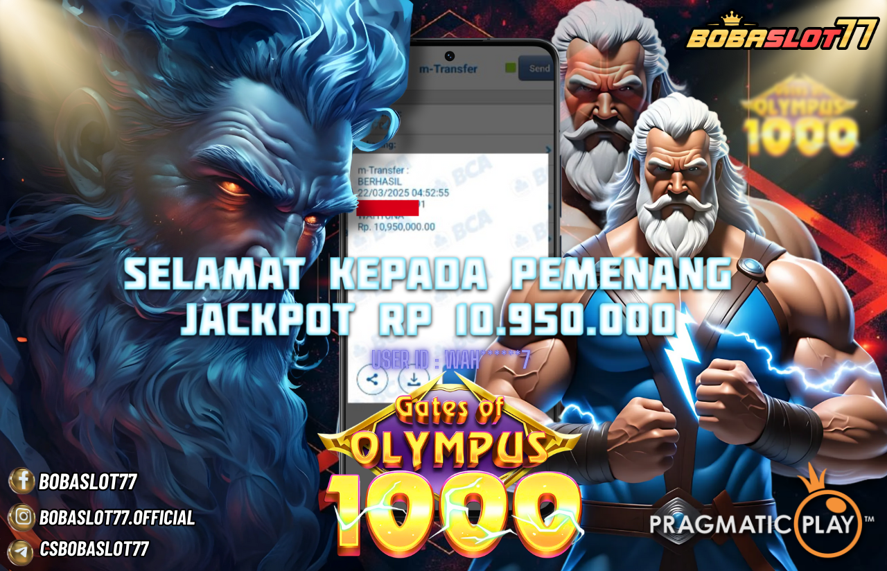 Selamat kepada id : Wah******7  Wede Rp 10.950.000 di Game GATES OF OLYMPUS 1000 PRAGMATIC PLAY Cair Gk Sampe 1 Menit! Menang Mudah di Bobaslot77	