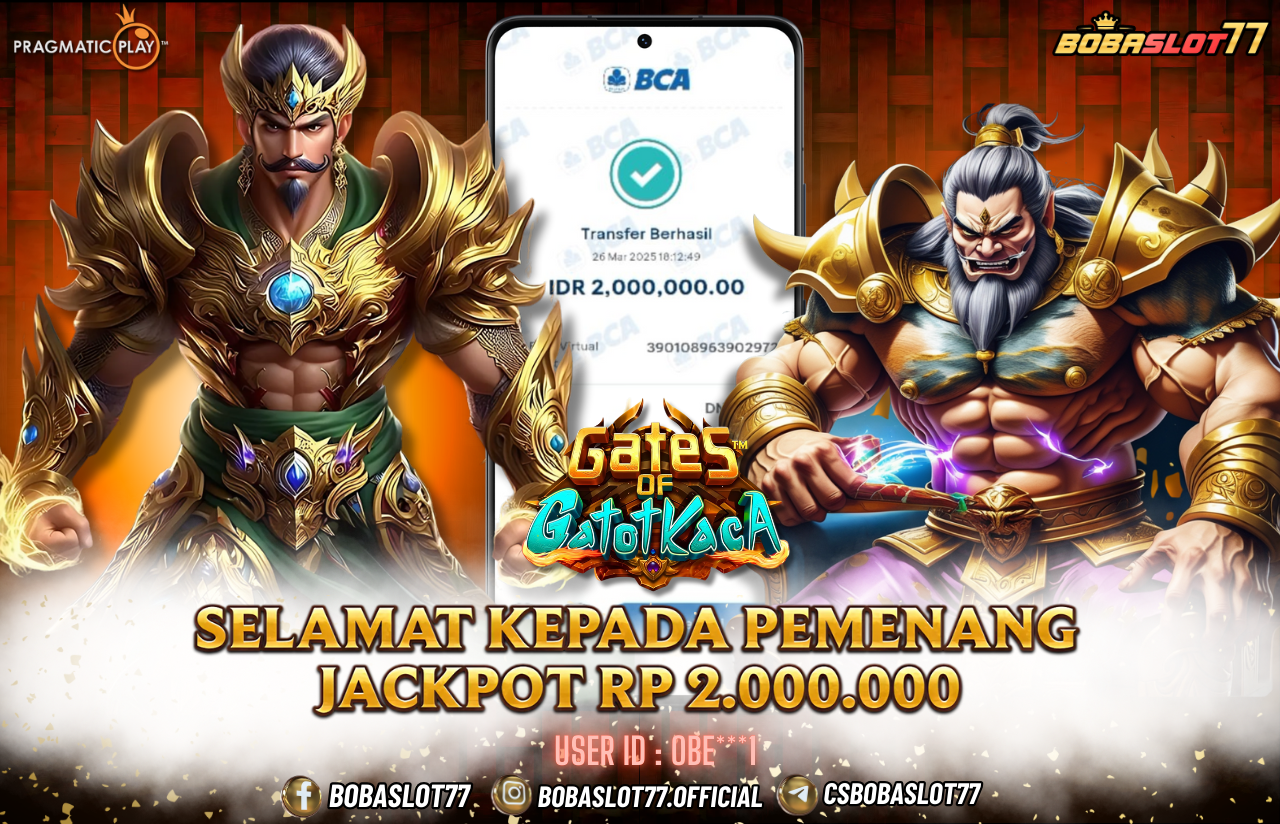 Selamat kepada id : Obe***1  Wede Rp 2.000.000 di Game GATES OF GATOTKACA PRAGMATIC PLAY Cair Gk Sampe 1 Menit! Menang Mudah di Bobaslot77	