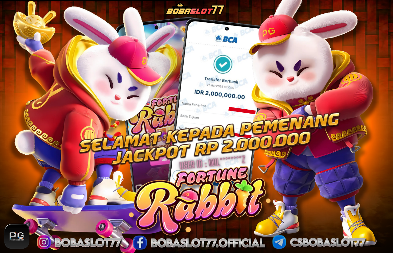 Selamat kepada id : Wil********z  Wede Rp 2.000.000 di Game FORTUNE RABBIT  PG SOFT Cair Gk Sampe 1 Menit! Menang Mudah di Bobaslot77	