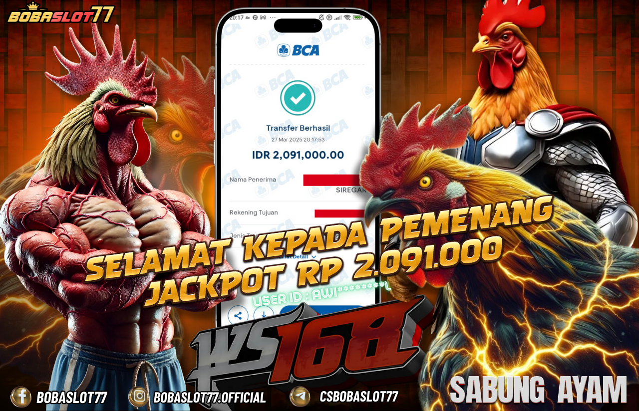 Selamat kepada id : awi********l  Wede Rp 2.091.000 di Game WSI68 SABUNG AYAM Cair Gk Sampe 1 Menit! Menang Mudah di Bobaslot77	