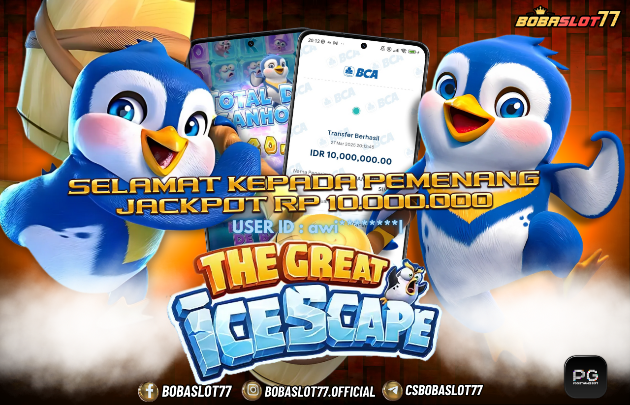 Selamat kepada id : awi********l Wede Rp 10.000.000 di Game THE GREAT ICESCAPE PG SOFT Cair Gk Sampe 1 Menit! Menang Mudah di Bobaslot77	