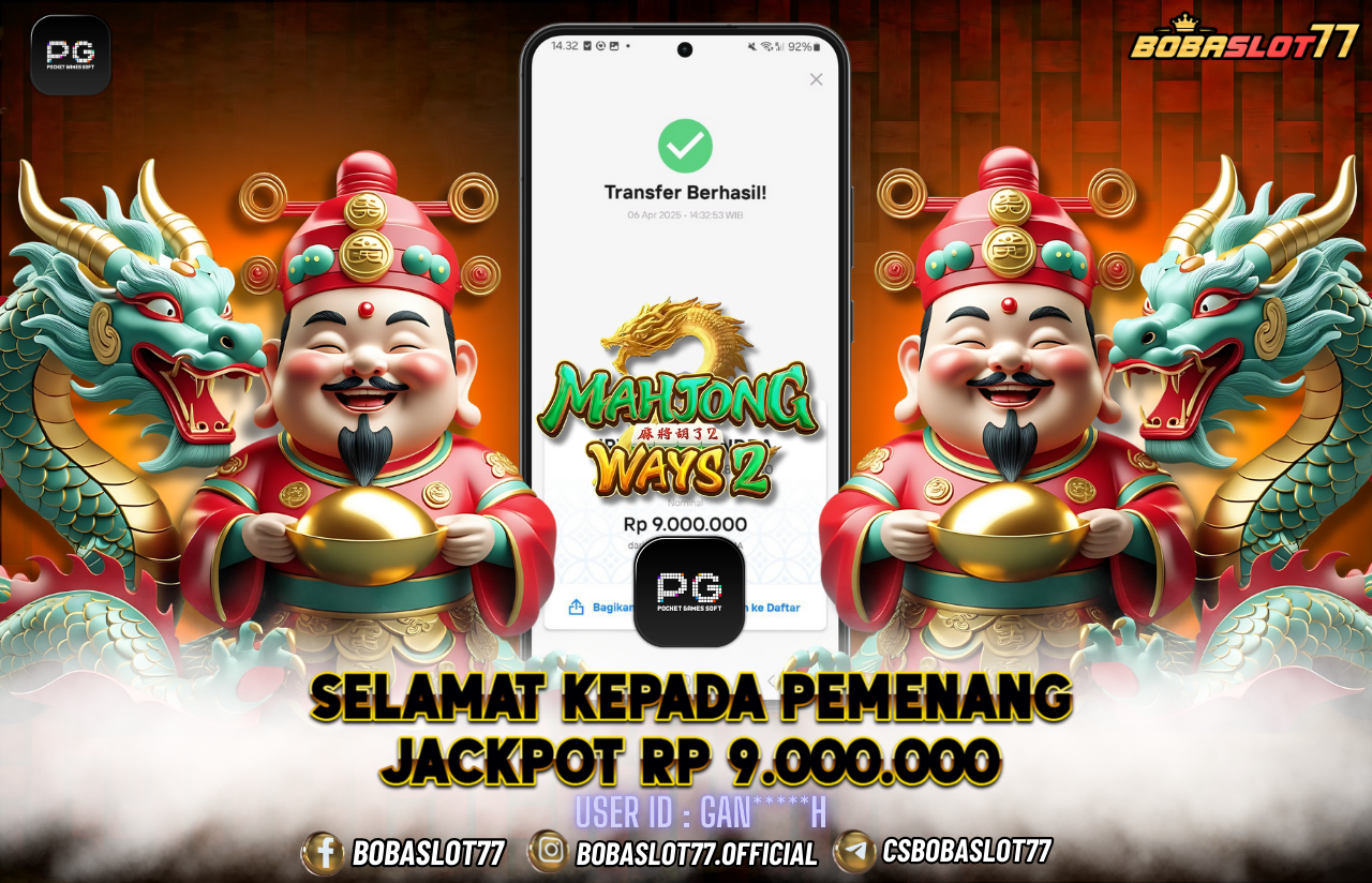 Selamat kepada user id : gan*****h  Wede Rp 9.000.000 di Game MAHJONG WAYS 2 PG SOFT Cair Gk Sampe 1 Menit! Menang Mudah di Bobaslot77	
