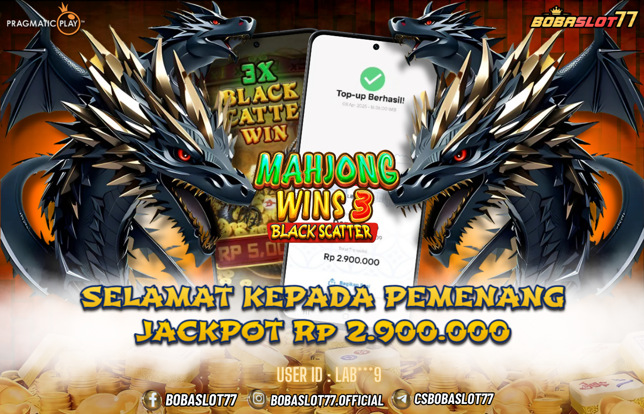 Selamat kepada user id : Lab***9 Wede Rp 2.900.000 di Game MAHJONG WINS 3  PRAGMATIC PLAY Cair Gk Sampe 1 Menit! Menang Mudah di Bobaslot77	