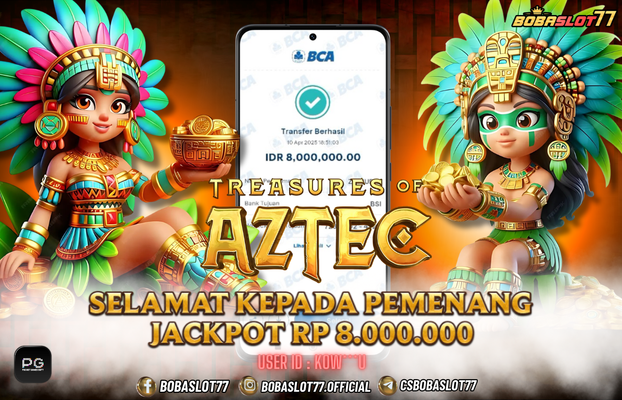 Selamat kepada user id : Kow***u  Wede Rp 8.000.000 di Game treasures of aztec PG SOFT Cair Gk Sampe 1 Menit! Menang Mudah di Bobaslot77	