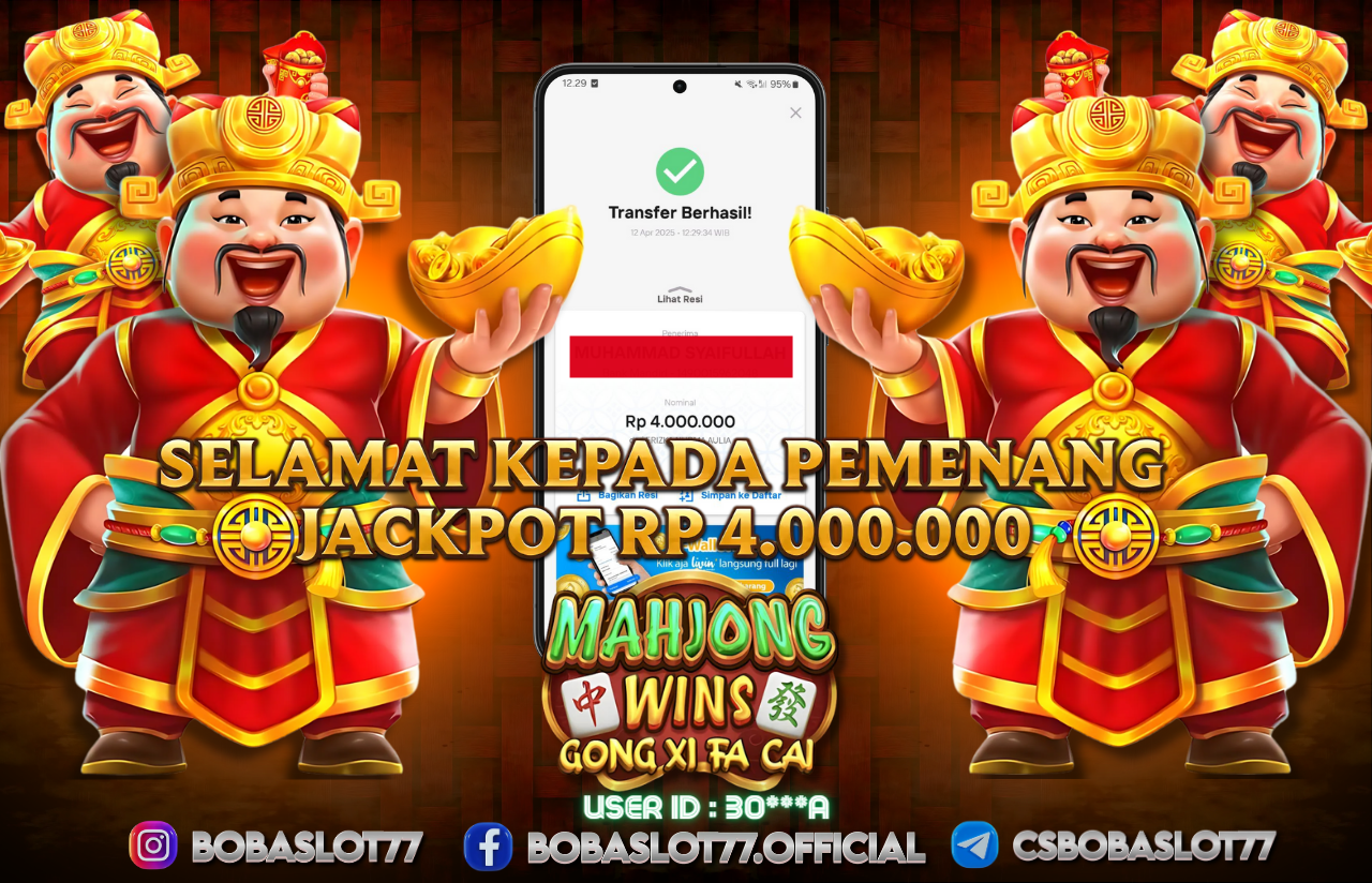 Selamat kepada user id : 30***a Wede Rp 4.000.000 di Game Mahjong Wins - Gong Xi Fa Cai PRAGMATIC PLAY Cair Gk Sampe 1 Menit! Menang Mudah di Bobaslot77	