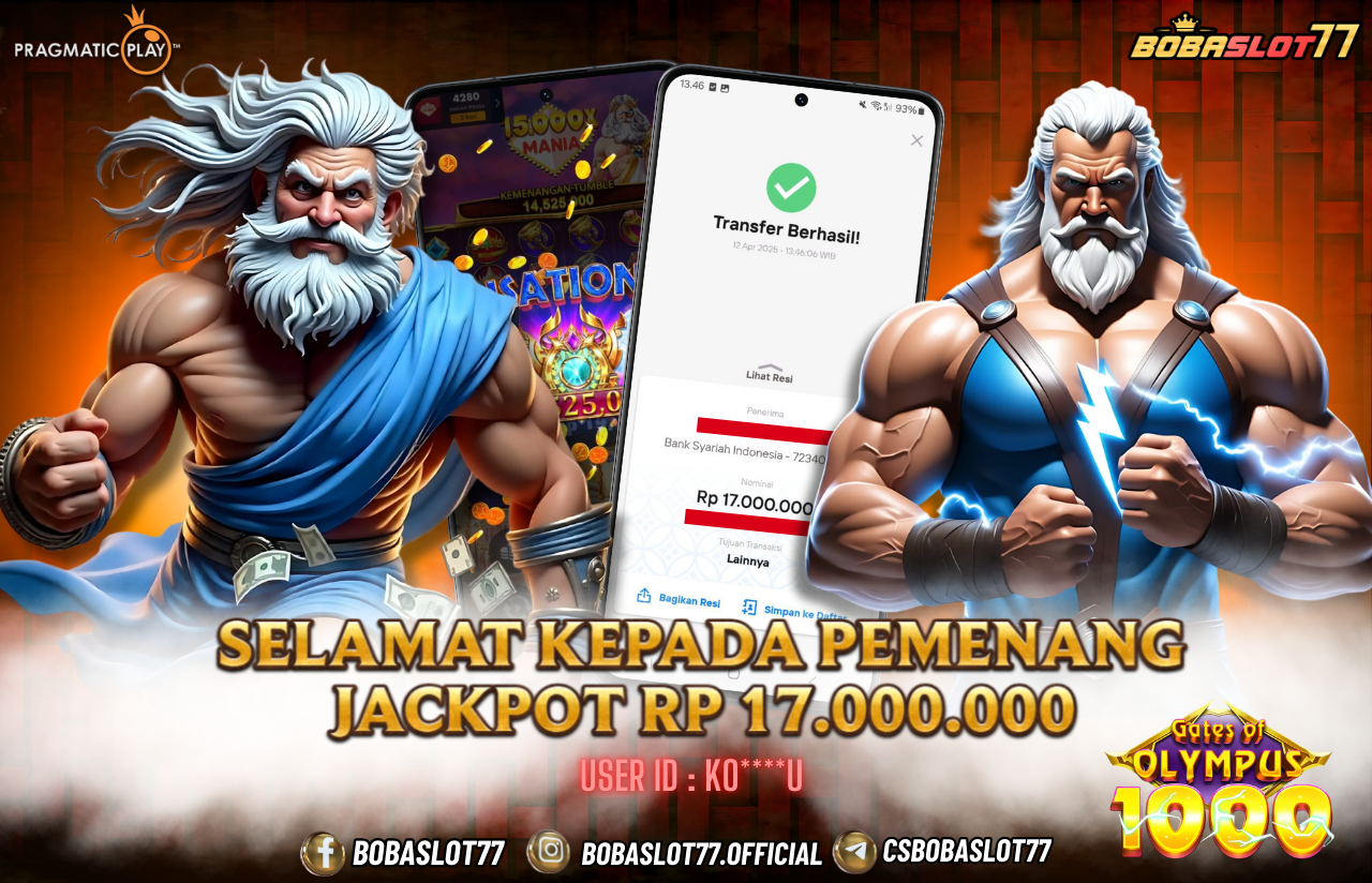 Selamat kepada user id : Ko****u  Wede Rp 17.000.000 di Game Gates of Olympus 1000 PRAGMATIC PLAY Cair Gk Sampe 1 Menit! Menang Mudah di Bobaslot77	