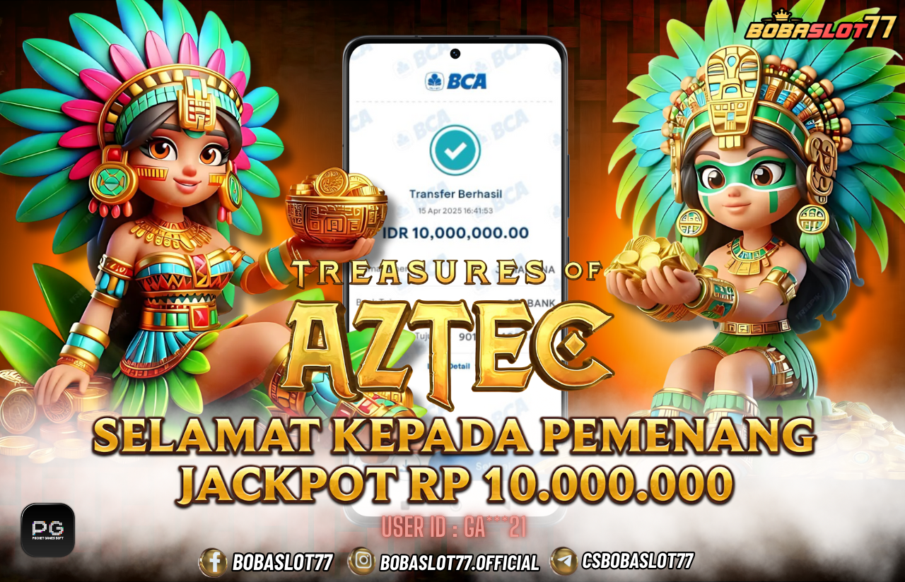Selamat kepada user id : Ga***21  Wede Rp 10.000.000 di Game TREASURES OF AZTEC PG SOFT Cair Gk Sampe 1 Menit! Menang Mudah di Bobaslot77	