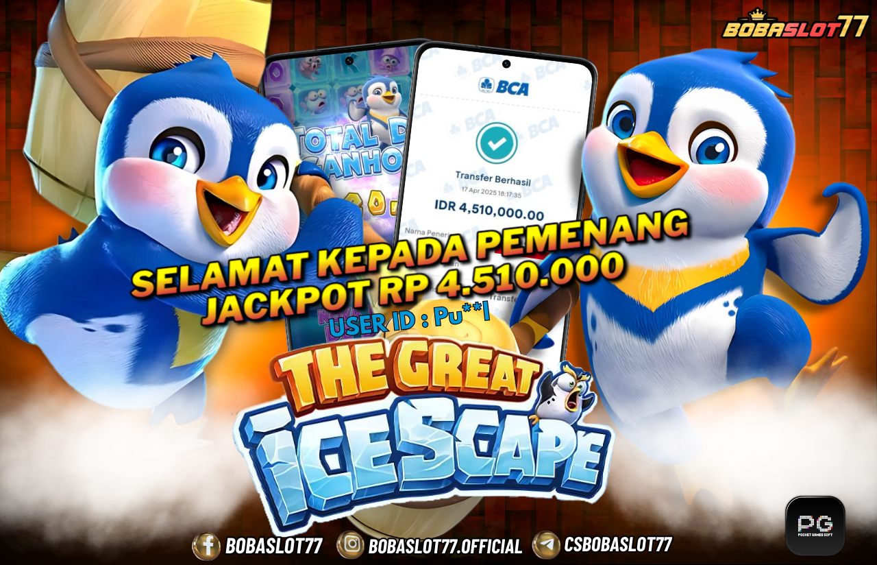 Selamat kepada user id : Pu**l  Wede Rp 4.510.000 di Game THE GREAT ICESCAPE  PG SOFT Cair Gk Sampe 1 Menit! Menang Mudah di Bobaslot77	
