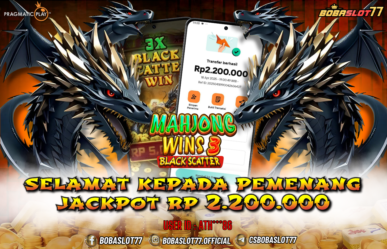 Selamat kepada user id : Ath***86 Wede Rp 2.200.000 di Game MAHJONG WINS 3 PRAGMATIC PLAY Cair Gk Sampe 1 Menit! Menang Mudah di Bobaslot77	