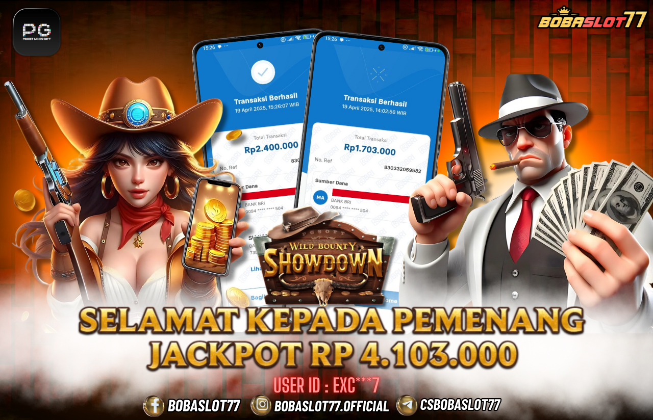 Selamat kepada user id : Exc***7 Wede Rp 4.103.000 di Game WILD BOUNTY SHOWDOWN  PG SOFT Cair Gk Sampe 1 Menit! Menang Mudah di Bobaslot77	