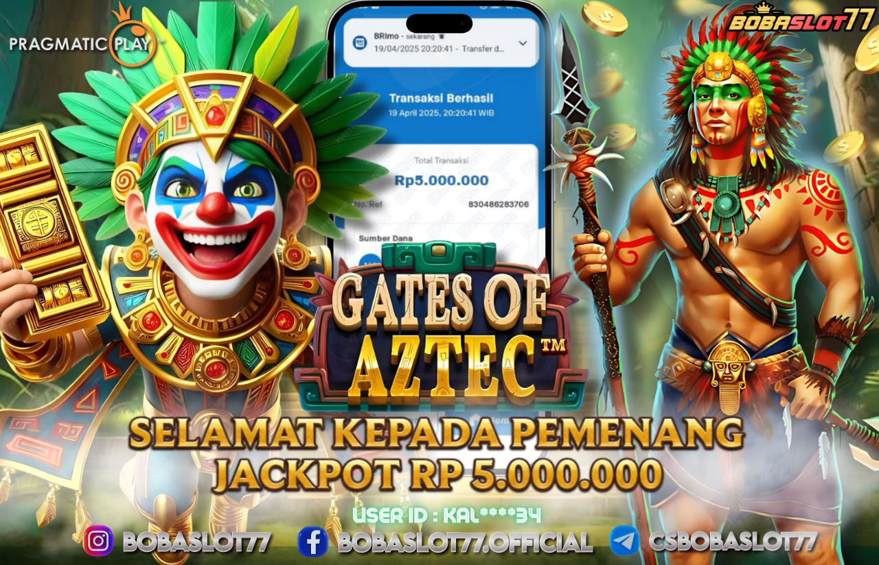 Selamat kepada user id : Kal****34 Wede Rp 5.000.000 di Game GATES OF AZTEC PRAGMATIC PLAY Cair Gk Sampe 1 Menit! Menang Mudah di Bobaslot77	