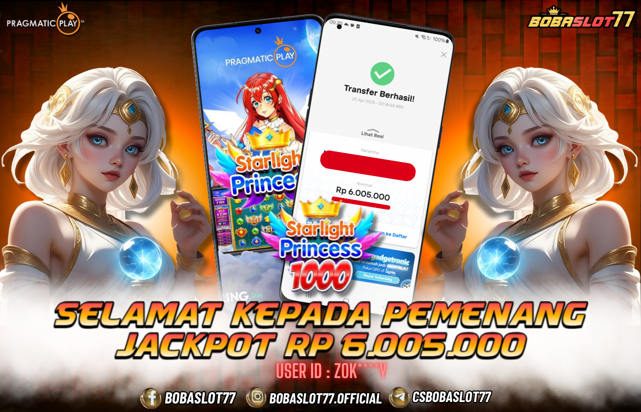 Selamat kepada user id : Zok****y Wede Rp 6.005.000 di Game STARLIGHT PRINCESS 1000 PRAGMATIC PLAY Cair Gk Sampe 1 Menit! Menang Mudah di Bobaslot77	