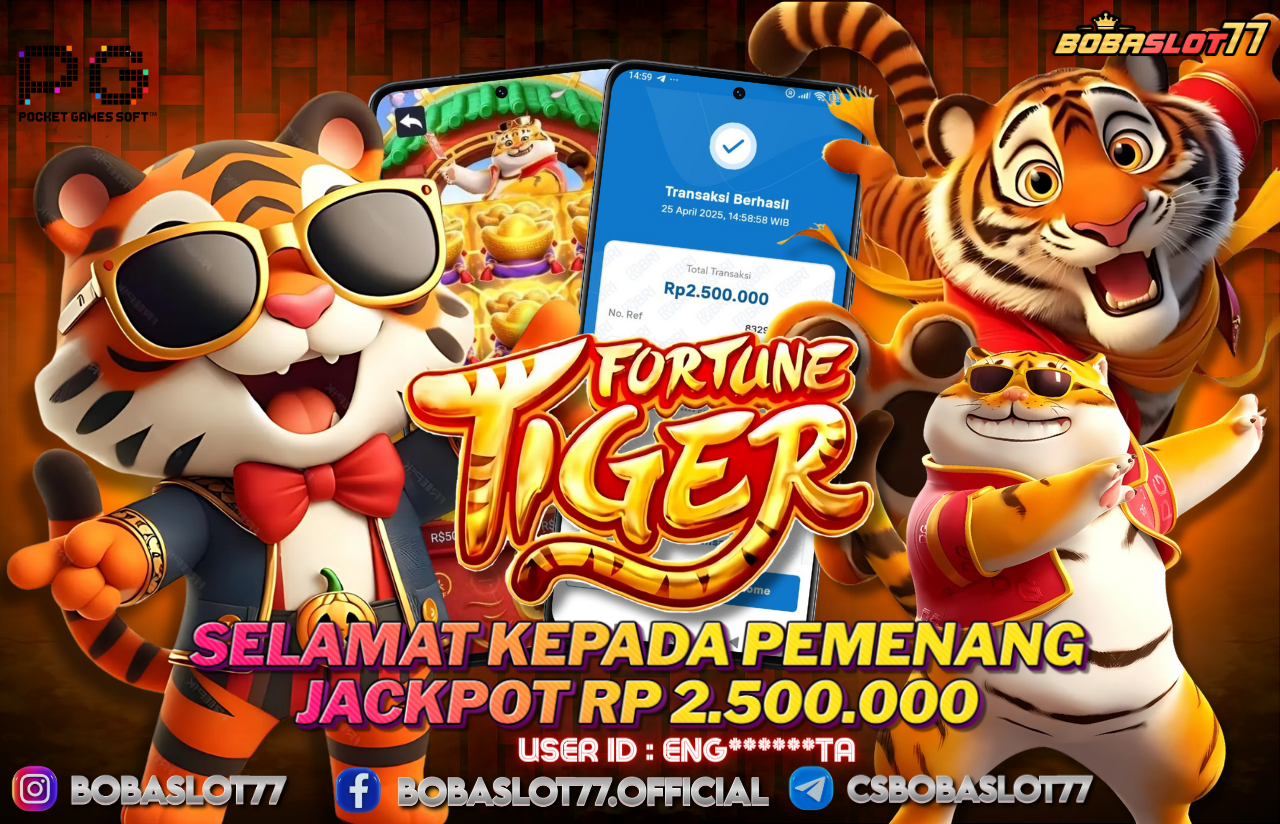 Selamat kepada user id : Eng******ta Wede Rp 2.500.000 di Game FORTUNE TIGER PG SOFT Cair Gk Sampe 1 Menit! Menang Mudah di Bobaslot77	