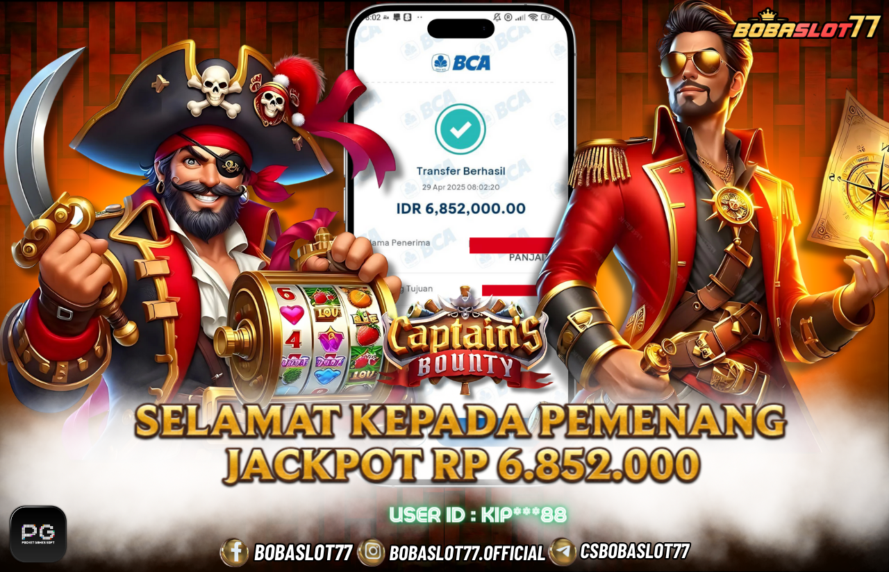 Selamat kepada user id : kip***88Wede Rp 6,852,000 di Game CAPTAINS BOUNTY PG SOFT Cair Gk Sampe 1 Menit! Menang Mudah di Bobaslot77	