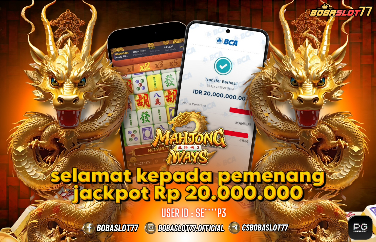 Selamat kepada user id : Se****P3 Wede Rp 20.000.000 di Game MAHJONG WAYS PG SOFT Cair Gk Sampe 1 Menit! Menang Mudah di Bobaslot77	